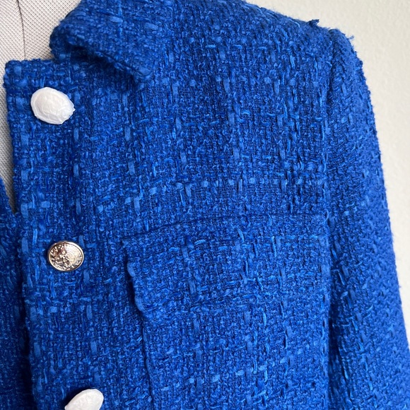 NWOT Rachel Zoe Royal Blue Tweed Cropped Blazer - Picture 9 of 14